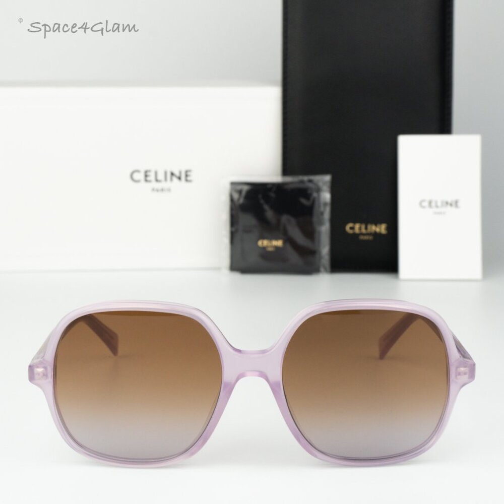 NEW Celine CL40244U 78F Opal Lilac Gradient Brown Women Geometric Sunglasses - Picture 3 of 9